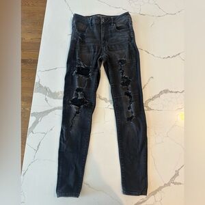 American Eagle Dark Distressed Skinny Jeans